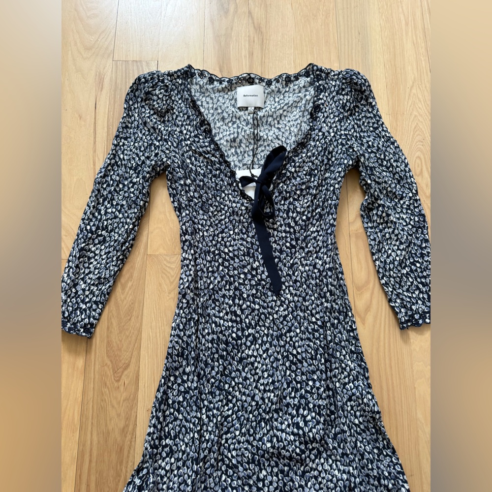 NWT Reformation Posey Bow V-Neck Mini Dress Size 2 - Picture 6 of 13